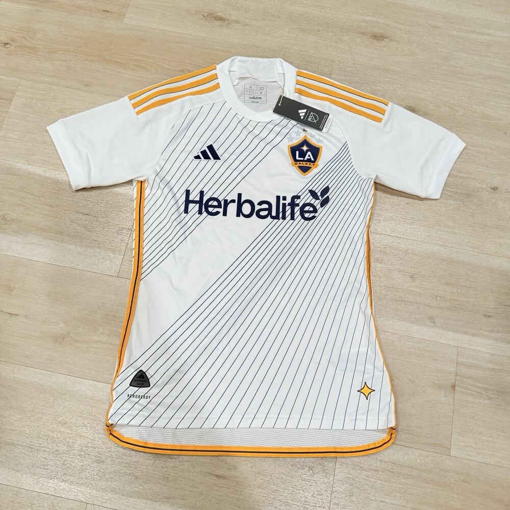 Adidas LA Galaxy 24/25 Home Authentic Jersey White/Yellow IZ0475 Men M Slim Fit